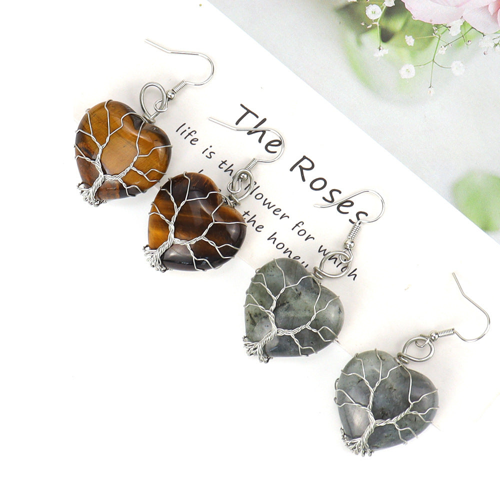 Raw Crystal Heart Earrings E34