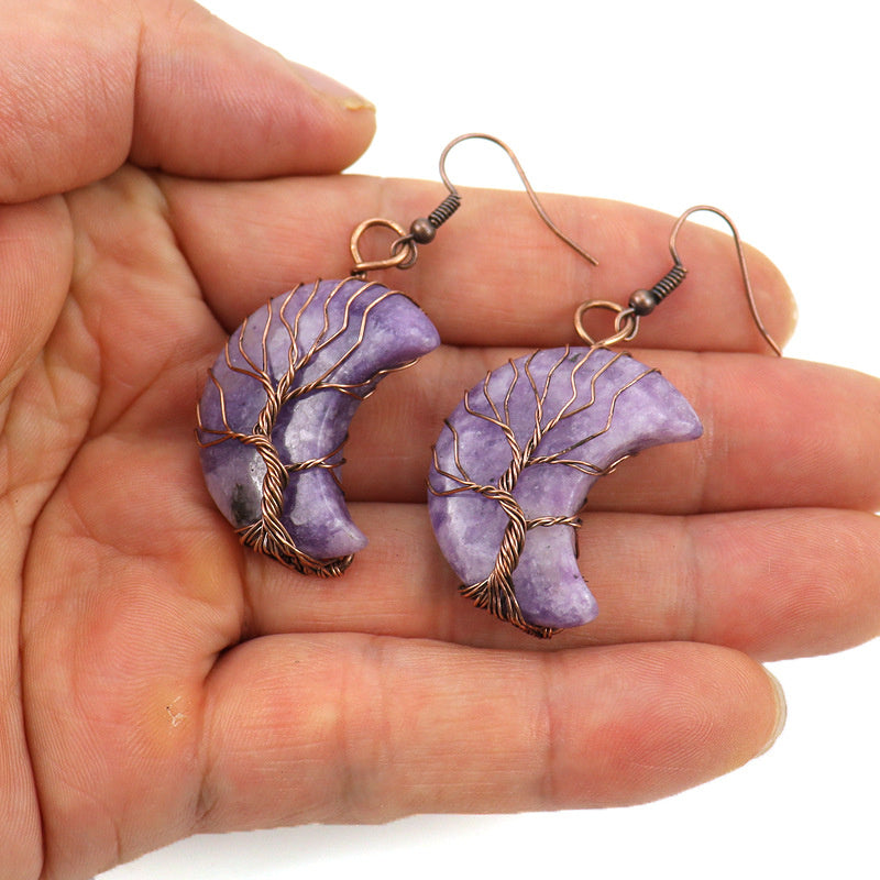 Raw Crystal Moon Earrings