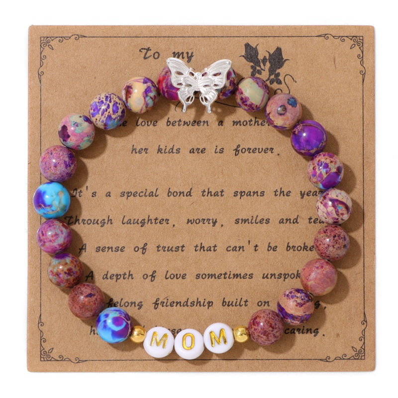 Mother’s Day MOM Bracelet – Purple Emperor Stone, Butterfly Charm