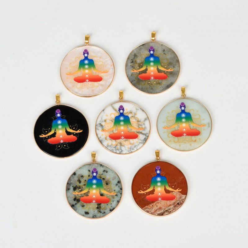 Painted Natural Crystal Pendant Necklace – Totem & Stone Series