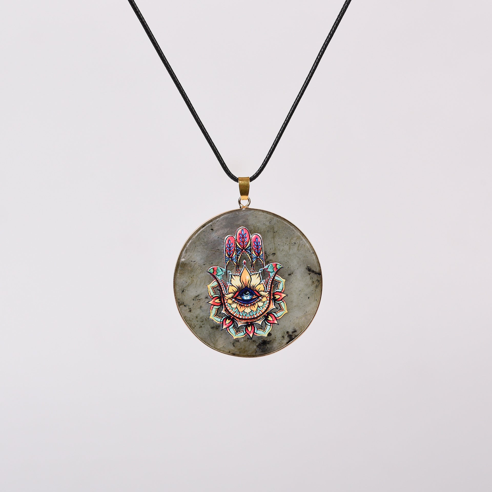 Painted Natural Crystal Pendant Necklace – Totem & Stone Series