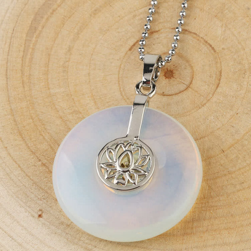 Buddha Stones Various Crystal Amethyst Pink Crystal Lotus Healing Necklace Pendant Necklaces & Pendants BS Opal