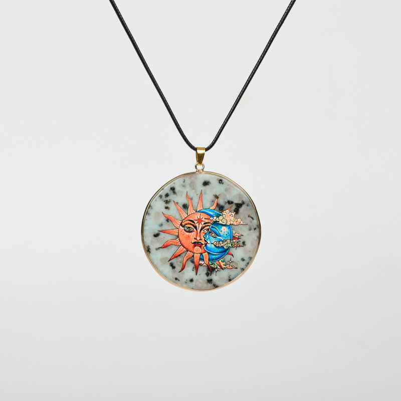 Painted Natural Crystal Pendant Necklace – Totem & Stone Series