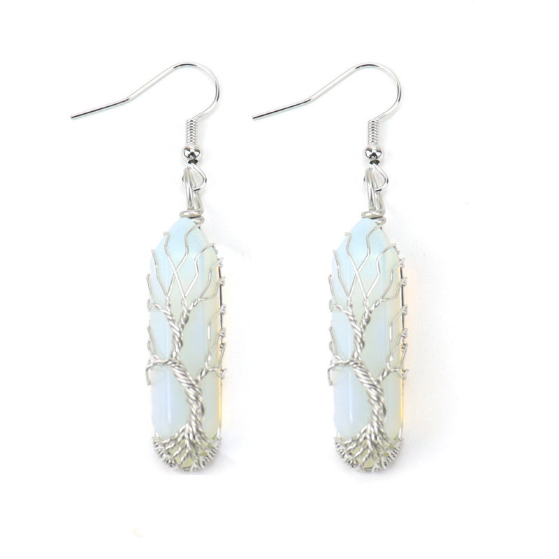 Tree of Life Amethyst Crystal Earrings – Handwrapped Healing Jewelry
