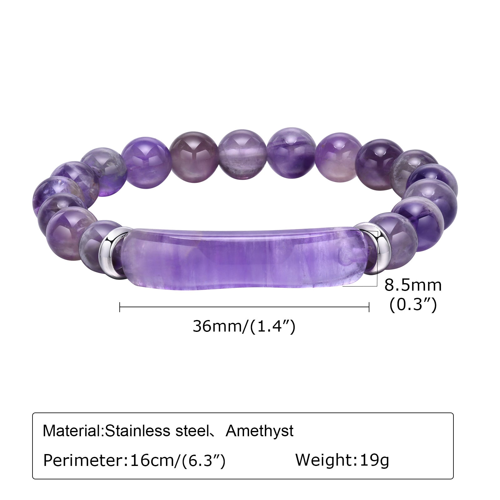 Amethyst Curved Bead Bracelet