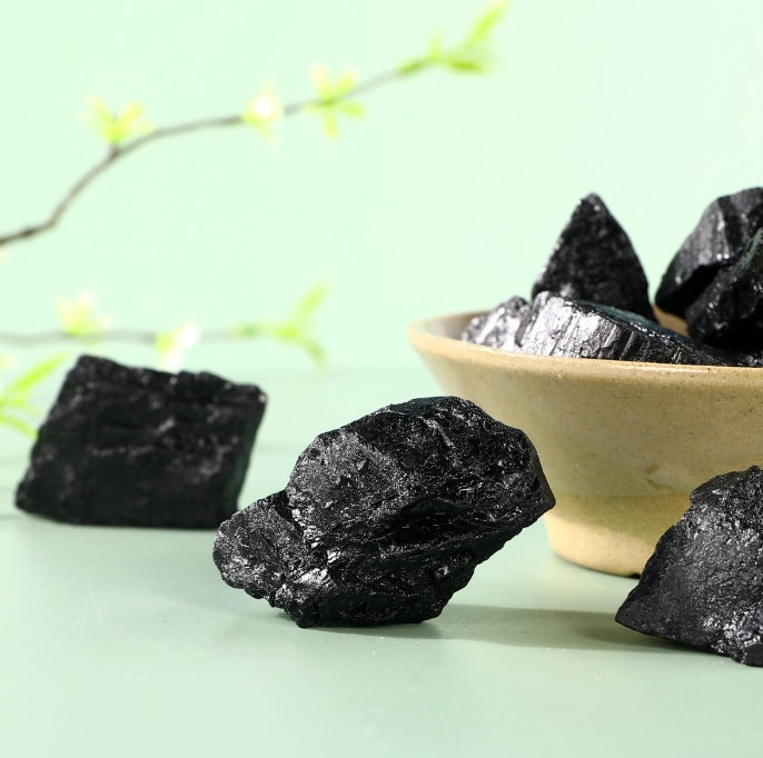Natural Black Tourmaline Raw Stone – 2–4cm for Protection and Grounding
