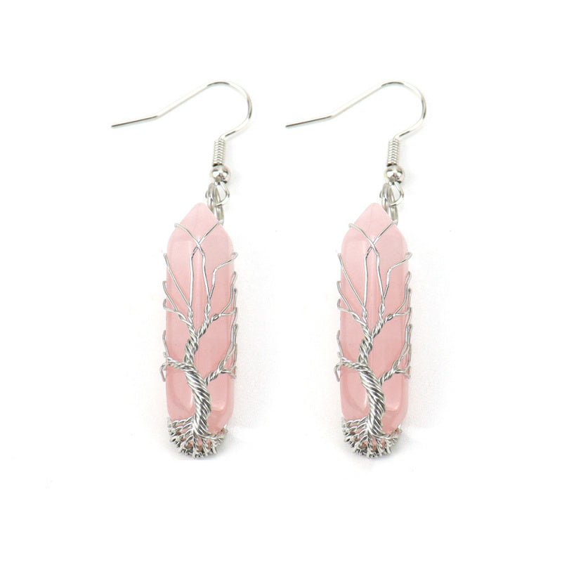 Tree of Life Amethyst Crystal Earrings – Handwrapped Healing Jewelry