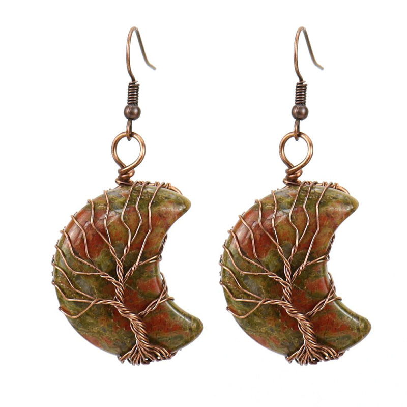 Raw Crystal Moon Earrings