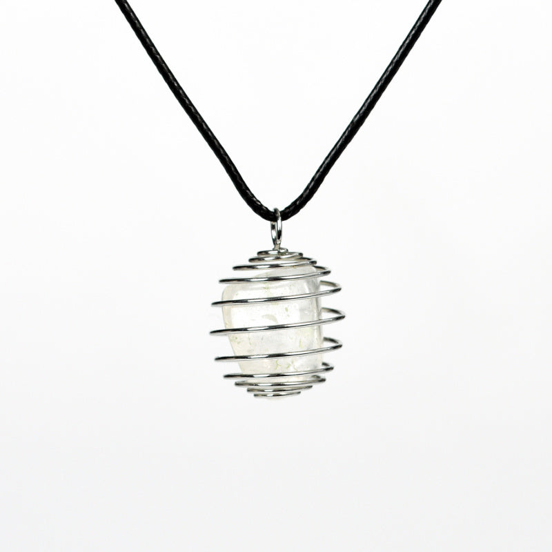 Wire-Wrapped Raw Crystal Pendant Necklace