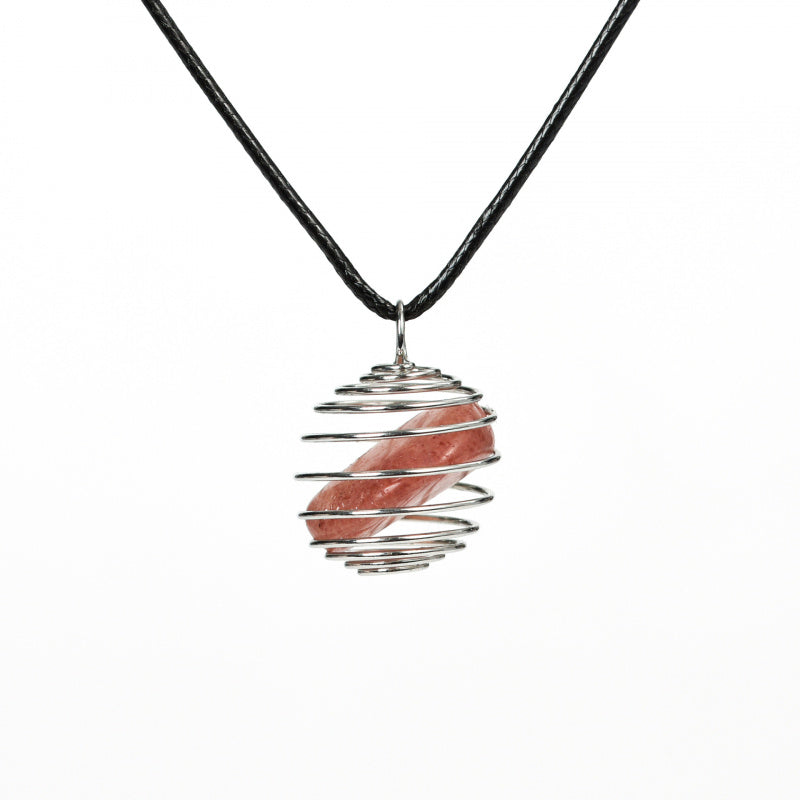 Wire-Wrapped Raw Crystal Pendant Necklace