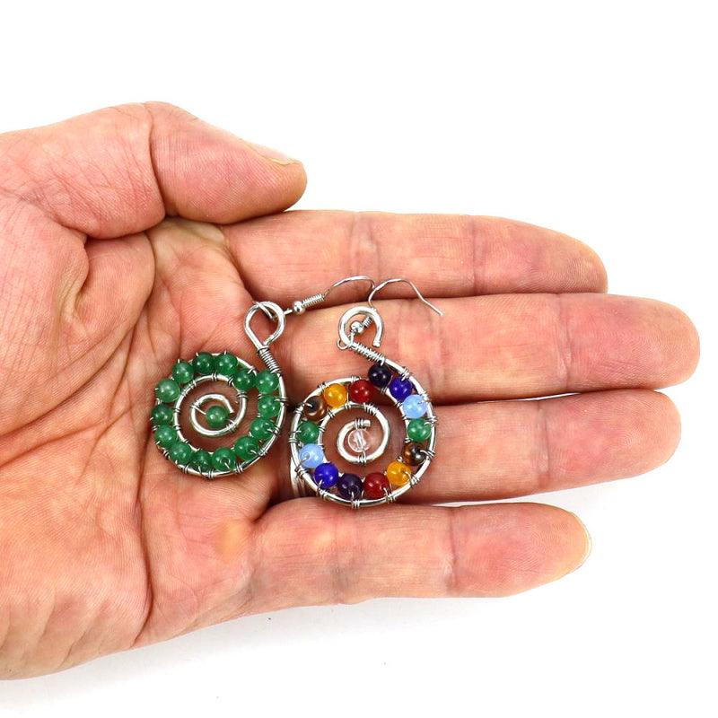 Handmade Rainbow Crystal Bead Seashell Earrings E12