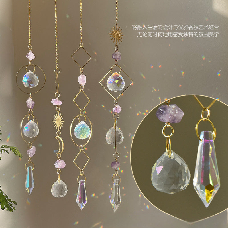 Amethyst Sun & Moon Sun Catcher – Celestial Window Decor
