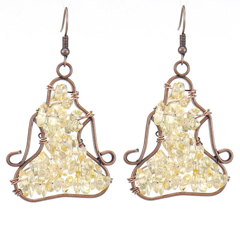Amethyst Meditation Earrings – Yoga Figure Crystal Dangle (E15)