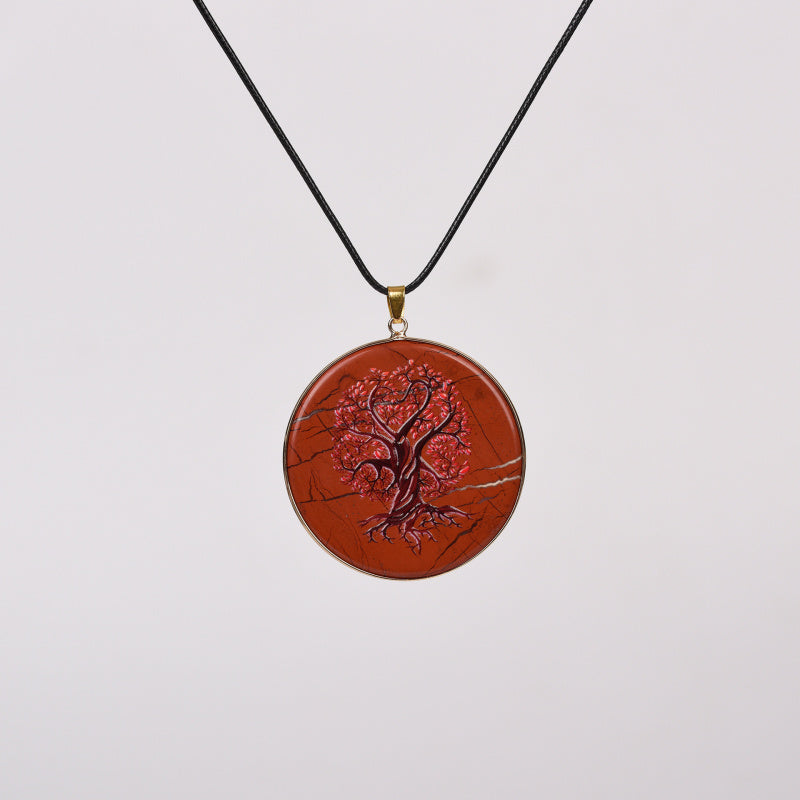 Painted Natural Crystal Pendant Necklace – Totem & Stone Series