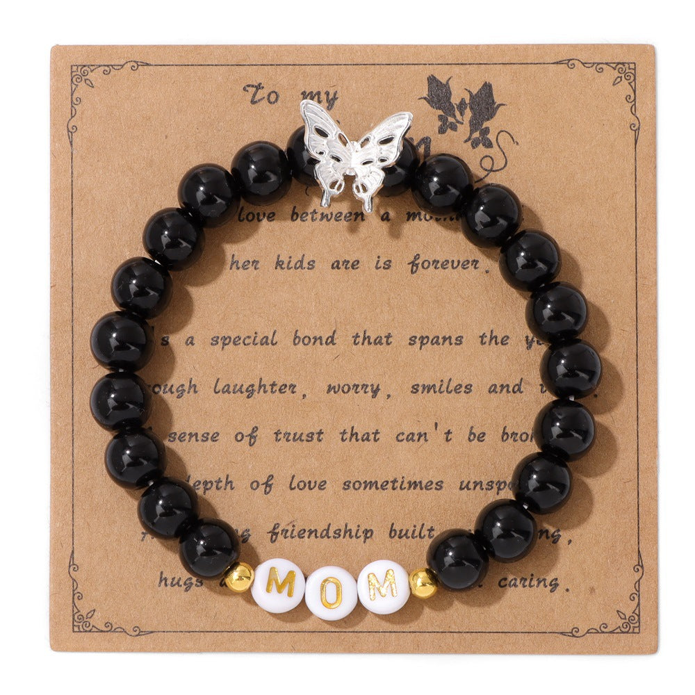 Mother’s Day MOM Bracelet – Purple Emperor Stone, Butterfly Charm