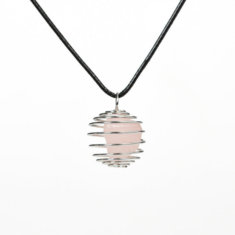 Wire-Wrapped Raw Crystal Pendant Necklace