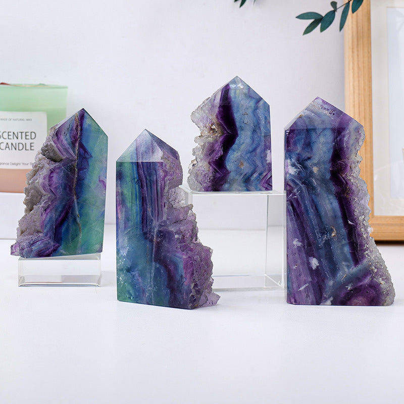 Natural Rainbow Fluorite Tower – Single-Terminated 4-Facet Crystal Point