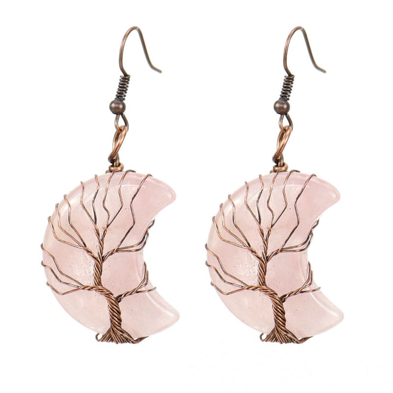 Raw Crystal Moon Earrings