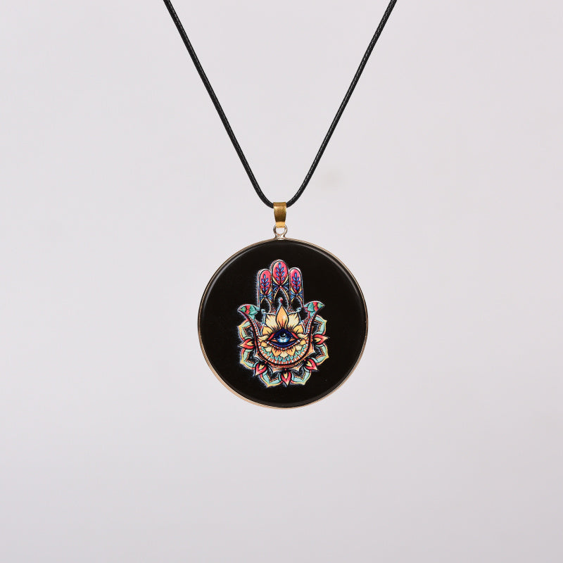 Painted Natural Crystal Pendant Necklace – Totem & Stone Series
